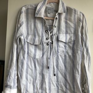Rails Striped linen blouse